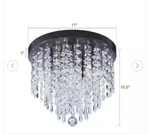 Merra Flush Mount Chandelier W/ K9 Crystals 11" 5-LIGHT Oiled Bronze. Fixed Price $66.00.