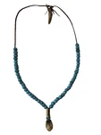 Mountain Man Glass Trade Bead Necklace 1/8" Elk Tooth Pendant, Sinew 28"L. Fixed Price $99.00.