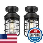 Emliviar Black Semi Flush Lights For Entryway 2-PACK Rustic Fixtures. Fixed Price $148.26.