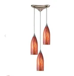 Elk Lighting Cilindro 3 Pendant Satin Nickel And Multi Glass. Fixed Price $119.00.