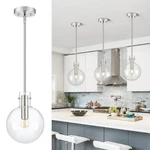 Brushed Nickel Pendant Lights Kitchen Island, 1-LIGHT 8" Large Globe Glass Ha.... Fixed Price $90.98.