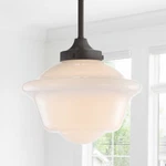 Jonathan Y 9.5" Adjustable Drop Metal/glass Pendant, Oil Rubbed Bronze. Fixed Price $152.99.