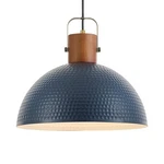 Elyona 16 Large Ash Wood Pendant Light With Hammered Blue Metal & Brushed. Fixed Price $128.27.