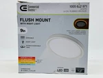 Commercial Electric 9" Round Led Flush Mount White Orb Trim 5CCT Night Light. Fixed Price $29.99.