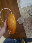 2 Mid Century Modern Besa Lighting Suzi Mini Pendants - Honey, Satin Nickel. Fixed Price $100.00.