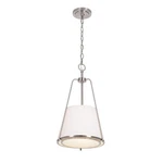 Alsy 1-LIGHT Brushed Nickel Oversized Caged Mini Pendant With Linen Shade. Fixed Price $18.00.