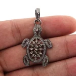 Pave Diamond Handmade Turtle Tortoise Charm Pendant 925 Silver Fine Jewelry. Fixed Price $80.36.