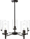 Modern 5-LIGHT Chandelier In Oil Rubbed Bronze With Clear Glass Shades. Fixed Price $254.99.