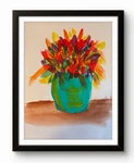 Original Flower 11X14 Canvas Painting Red Purple Acrylic Living Room Art. Fixed Price $95.00.
