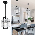 Ikk Black Crystal Pendant Light For Kitchen Island, Luxury Water Ripple Glass.... Fixed Price $49.39.