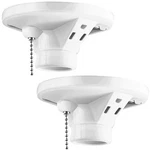 2 Pack Porcelain Light Socket With Outlet And Pull Chain Fixture, Bulb .... Fixed Price $32.39.