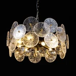 Elegant 24'' Modern Crystal Chandelier 9-LIGHT Glass Lotus Leaf Pendant Lamps. Fixed Price $202.99.