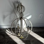 Designer Style Beaded Orb Chandelier Gold 3 Light Sphere Pendant Ceiling Fixture. Fixed Price $165.00.
