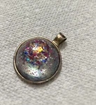 Resin Round Pendant W Galaxy Accent - Antique Bronze Look Setting. Fixed Price $8.00.