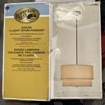 Hampton Bay Eagan 3-LIGHT Oil-rubbed Bronze Drum Pendant With Double Khaki Shade. Fixed Price $17.99.