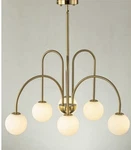 6-LIGHT Gold Modern Cluster Sputnik Bubble Frosted Glass Globe Chandelier Nib. Fixed Price $88.27.