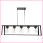 Chandelier 5-LIGHT Farmhouse Lighting Rectangle Black Pendant Fixture. Fixed Price $134.99.