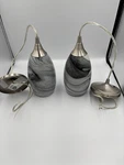 Litex Gray Swirl Glass Pendant Lights Pair Brushed Nickel W/ Bulbs. Fixed Price $34.99.