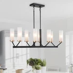 Lnc 7BEBEQHD14073G7 Black Chandelier Linear 8-LIGHT W/frosted Glass Shades. Fixed Price $129.99.