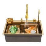 201 Stainless Steel Golden Kitchen Sink With Pull-out Faucet 26.77*18.11*8.66IN. Fixed Price $163.96.