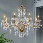 8-LIGHT Vintage Crystal Chandelier Golden Empire Ceiling Pendant Fixtures. Fixed Price $199.87.