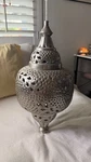 Silver Moroccan Metal Lantern Pendant Light Fixture For Bedroom Indoor. Fixed Price $65.00.