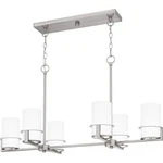 Brushed Nickel Six Light Linear Chandelier From The Seymour Collection. Fixed Price $379.99.