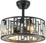 Crystal Caged Ceiling Fan Light Modern Black 18INCH, Rectangle. Fixed Price $216.46.