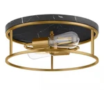 Hampton Bay Cogburn 13" 2-LIGHT Antique Brass W/ Black Marbled Base Flush Mount. Fixed Price $65.00.