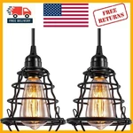 Industrial Edison Pendant Lamp Fixture - Metal Cage 2 Pack For Kitchen & More. Fixed Price $47.48.