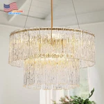 20" Crystal Modern Gold Glass Chandeliers 2-TIER Round Elegant New Us. Fixed Price $319.29.