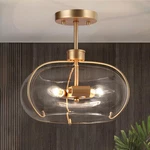 Laluz Modern Gold Semi Flush Mount Ceiling Light, 2-LIGHT Clear Glass. Fixed Price $162.53.