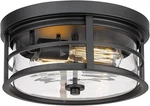 12" Matte Black Flush Mount Ceiling Light With Clear Glass Shade. Fixed Price $116.99.