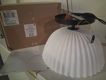 Large Scalloped Semi-flush Mount Pendant Ceiling Light, White Ceramic & Black. Fixed Price $100.00.