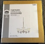 Project Source 5-LIGHT Chandelier Brushed Nickel Finish Frosted Glass Shades. Fixed Price $29.99.