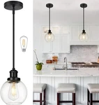 Black Clear 6IN Glass Globe Shade Pendant Light Fixture (1PC). Fixed Price $43.95.