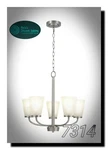Hampton Bay Helena 21 5-LIGHT Brushed Nickel Hanging Chandelier Frosted Glass. Fixed Price $49.00.