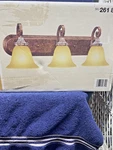 Hampton Bay 3-LIGHT Oxide Brass Mystique Silver Finish Vanity Glass Shades. Fixed Price $29.99.