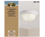 Hampton Bay 11 In. 2-LIGHT White Flush Mount With Frosted Swirl Glass Shade. Fixed Price $24.90.