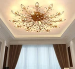 Ridiss Modern Crystal Ceiling Light Fixture,gold Semi Flush Mount Chandeliers.... Fixed Price $207.99.