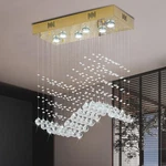 Crystop Modern Gold Wave Rectangular Chandelier For Dining Room Over Table, 6.... Fixed Price $156.73.