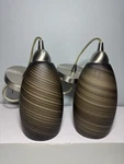 Pair Of Litex Intertek Socket Hanging Pendant Glass Brown Tan Beige Swirl Design. Fixed Price $39.95.