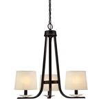 Nib Classy 21" 3-LITE Chandelier (oil Rubbed Finish) W/ Fabric Shades. Fixed Price $129.99.
