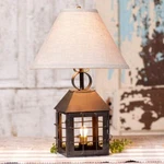 Colonial Lantern Lamp With Ivory Linen Shade Smokey Black Finish By Irvins. Fixed Price $146.63.