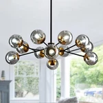 Szxykeji 12-LIGHT Glass Chandelier For High Ceiling Large Rustic Black. Fixed Price $69.99.