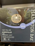Hampton Bay Ashville 1-LIGHT Brown Rattan Solar Led Outdoor Pendant New. Fixed Price $37.59.