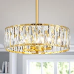 Modern K9 Crystal Chandelier, 4-LIGHT Pendant, Adjustable Gold Fixture. Fixed Price $191.99.