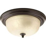 Progress Lighting 2-LIGHT Antique Bronze Flush Mount Etched Umber Linen Glass. Fixed Price $30.40.