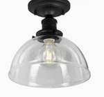 Allen Roth Hensley Glass Dome Light Fixture Semi Flush Mount Matte Black Cottage. Fixed Price $26.24.