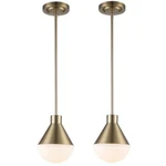 Monteaux Lighting 2-PACK Ari Gold Pendant Fixture White Glass Globe Shade. Fixed Price $35.99.